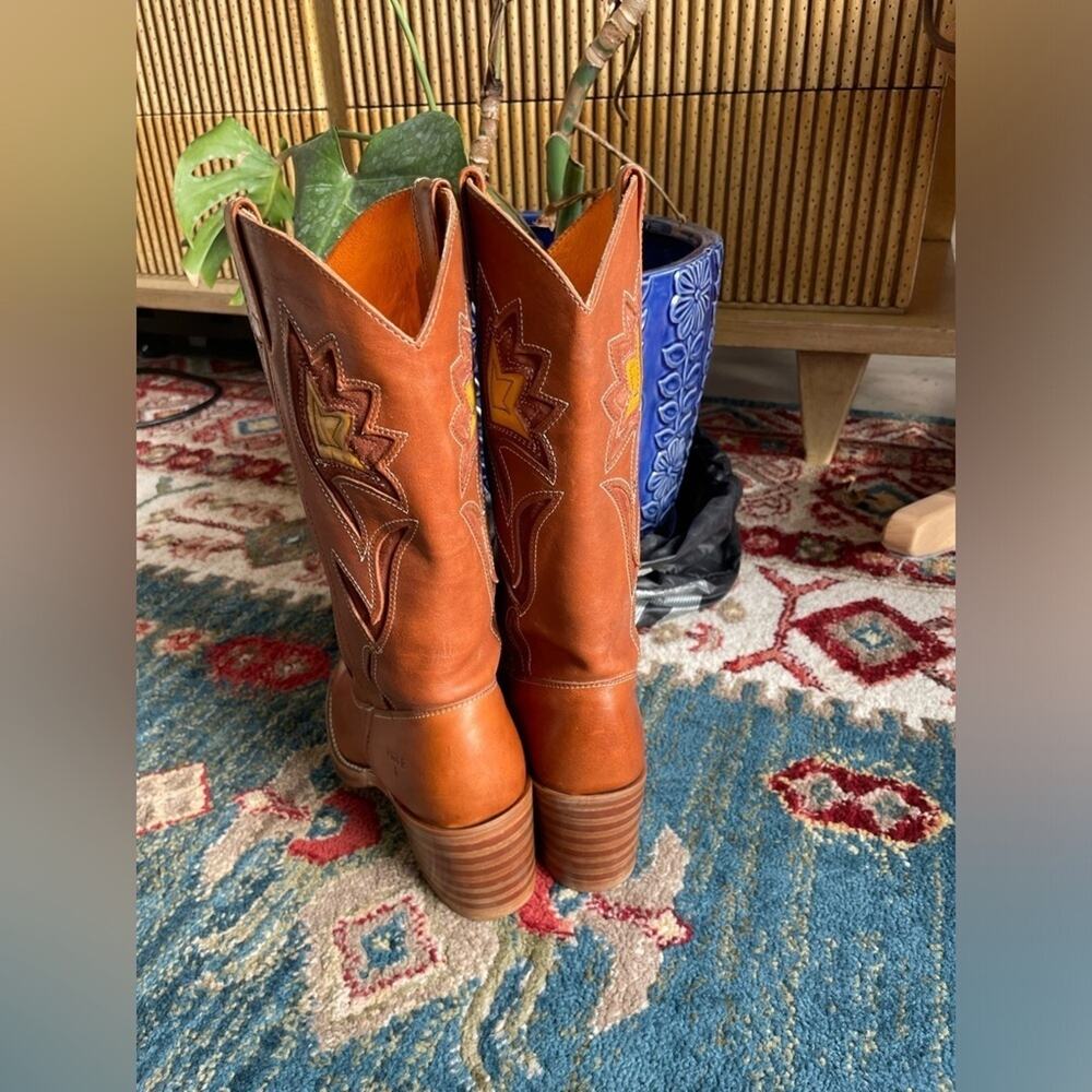 FRYE vintage Sabrina floral inlay cowboy Western boots size 6.5 - Picture 13 of 14